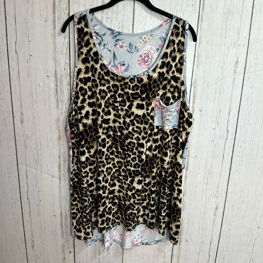 Floral Animal Print Sleeveless Tank Top
